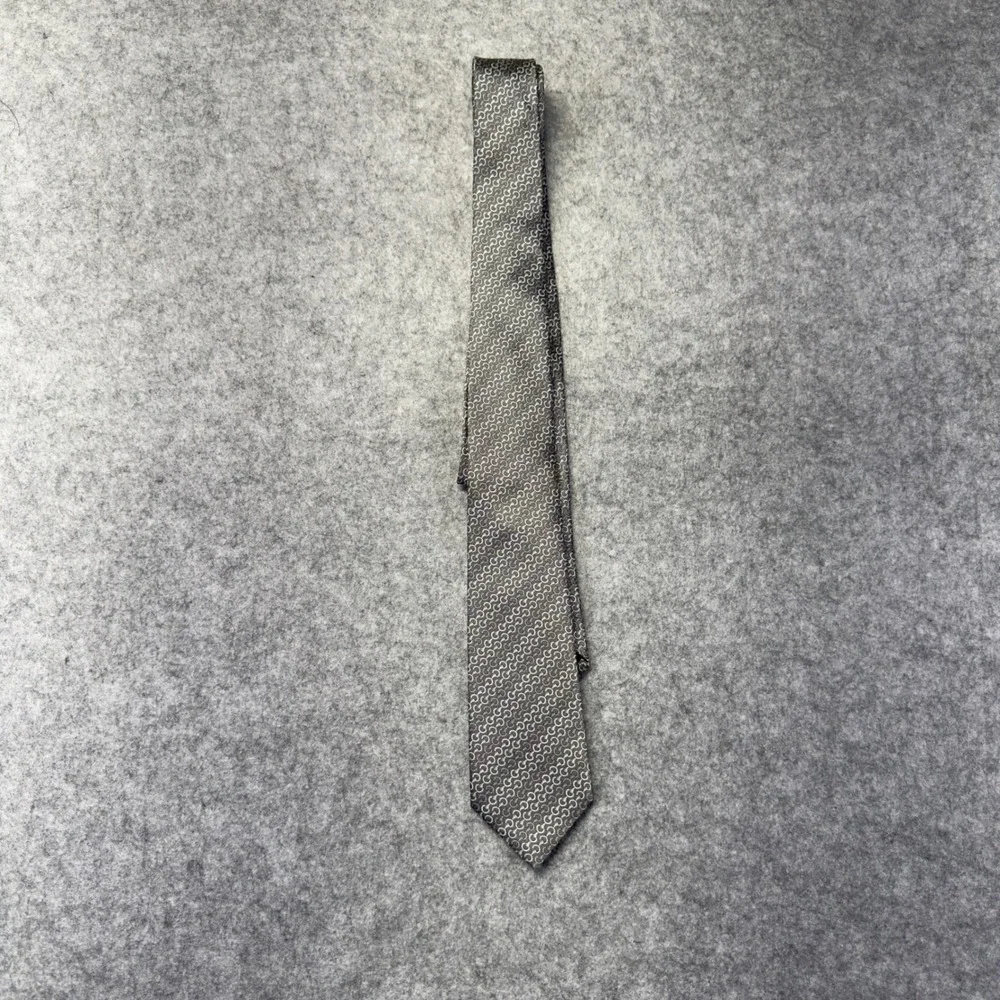 Gucci Necktie Men 7cm Grey Excellent‎ Interlocking G Horseshoe Silk Bee 835753